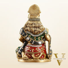 Divine Hanuman Idol in Pure Brass with Stonework 9"