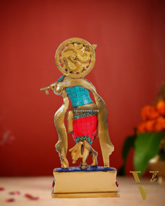 Divine Krishna Brass Idol - Handcrafted - 12 inch