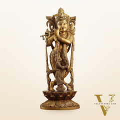 Divine Krishna Handcrafted Statue antique finish 20"