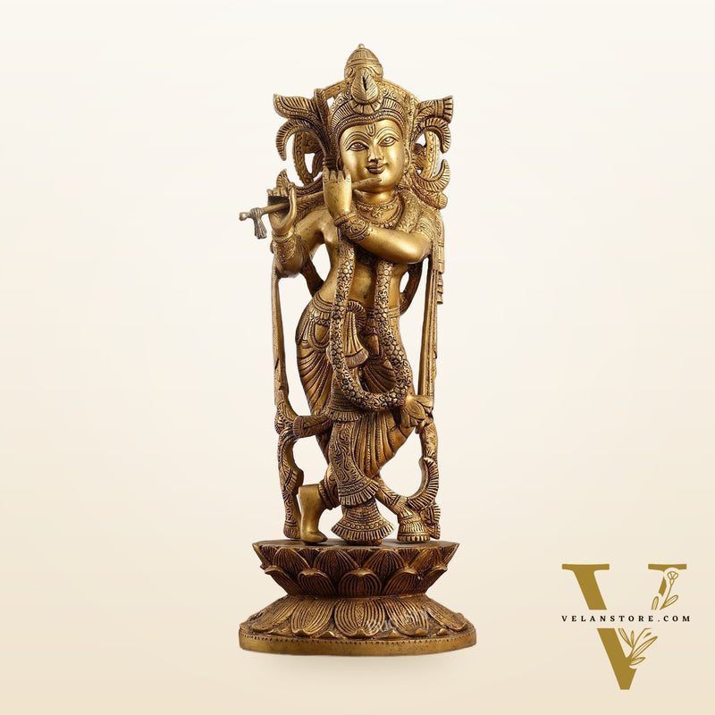 Divine Krishna Handcrafted Statue antique finish 20"