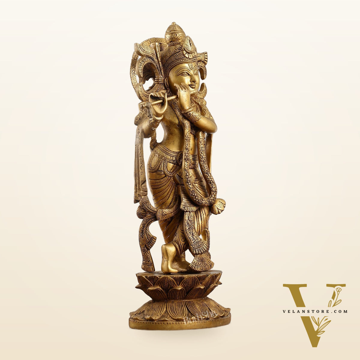 Divine Krishna Handcrafted Statue antique finish 20"