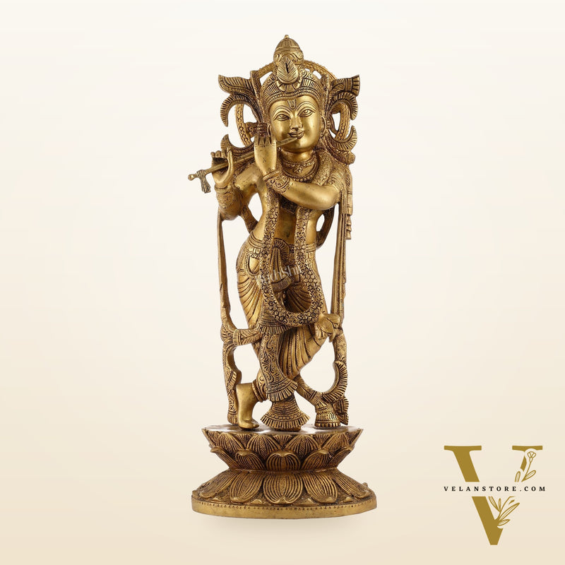 Divine Krishna Handcrafted Statue antique finish 20"