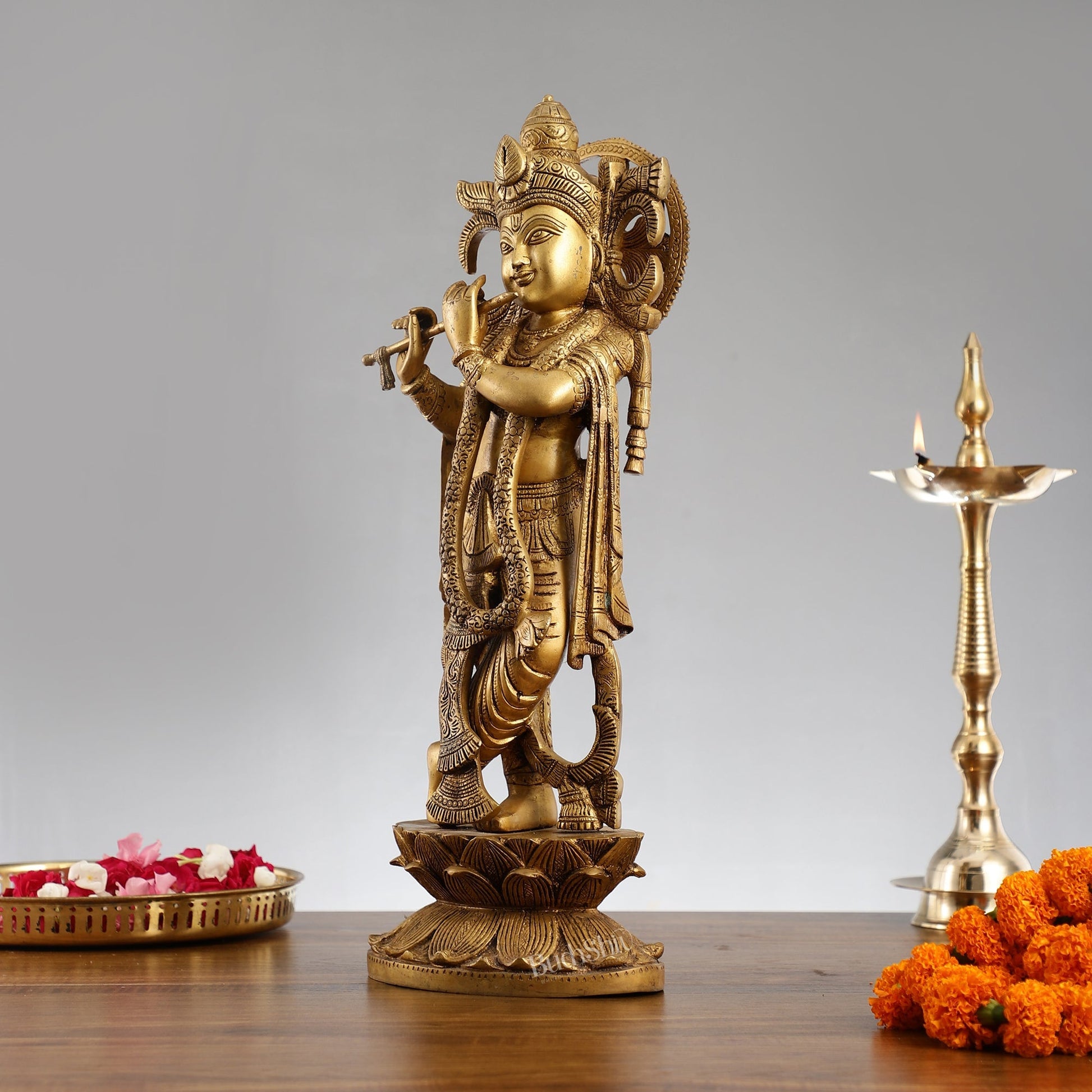 Divine Krishna Handcrafted Statue antique finish 20"