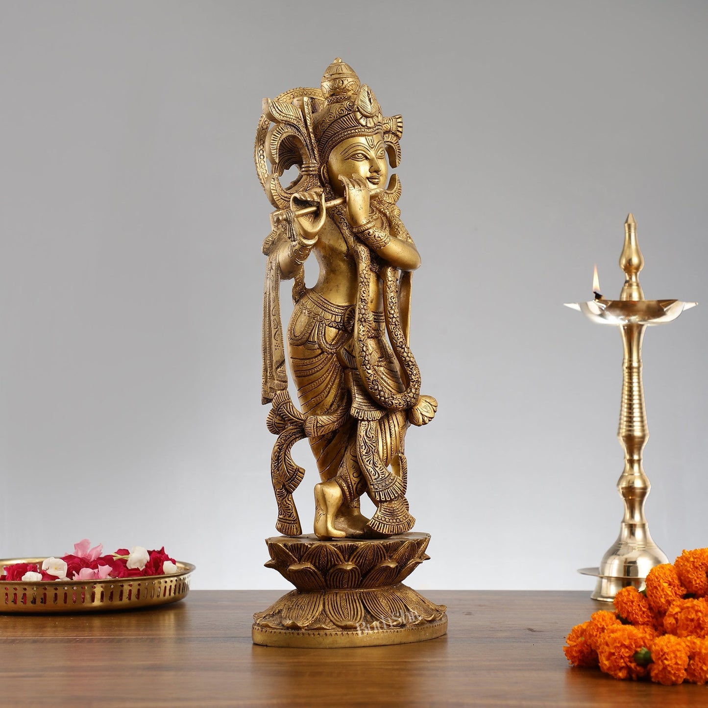Divine Krishna Handcrafted Statue antique finish 20"