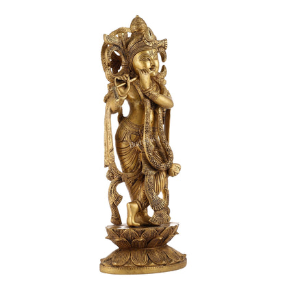 Divine Krishna Handcrafted Statue antique finish 20"