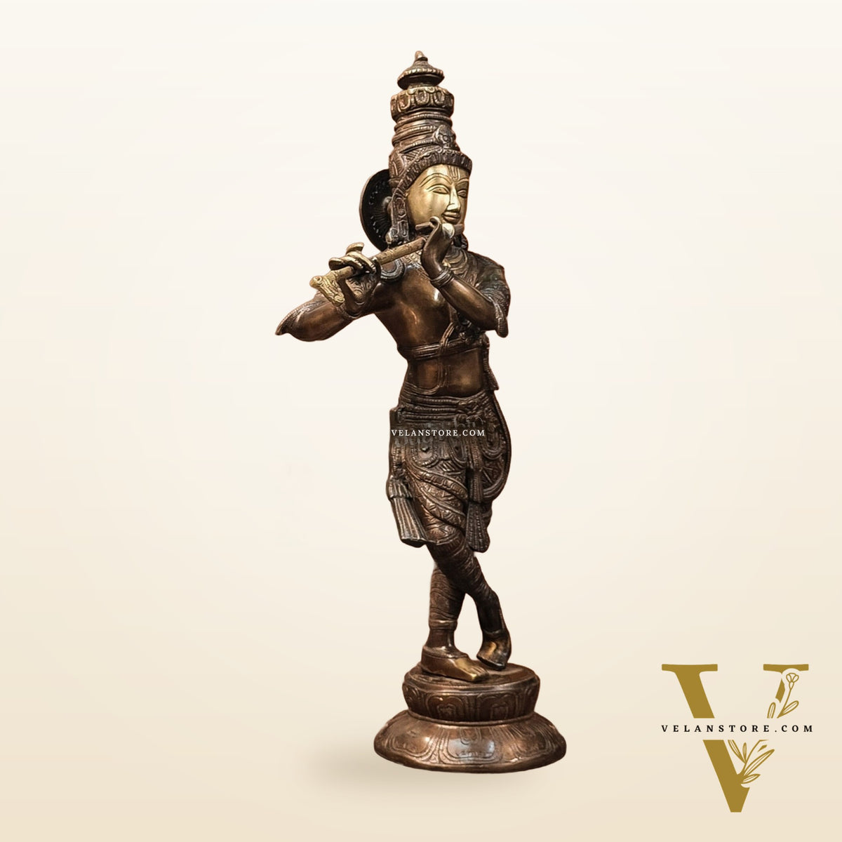 Divine Krishna Idol | Handmade in Superfine Brass | 23 inch/ 2 feet
