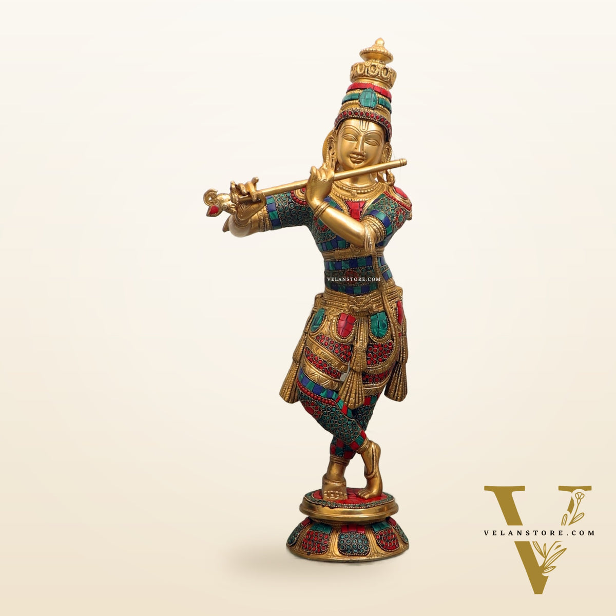 Divine Krishna Idol | Handmade in Superfine Brass  23 Inch