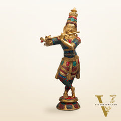 Divine Krishna Idol | Handmade in Superfine Brass  23 Inch
