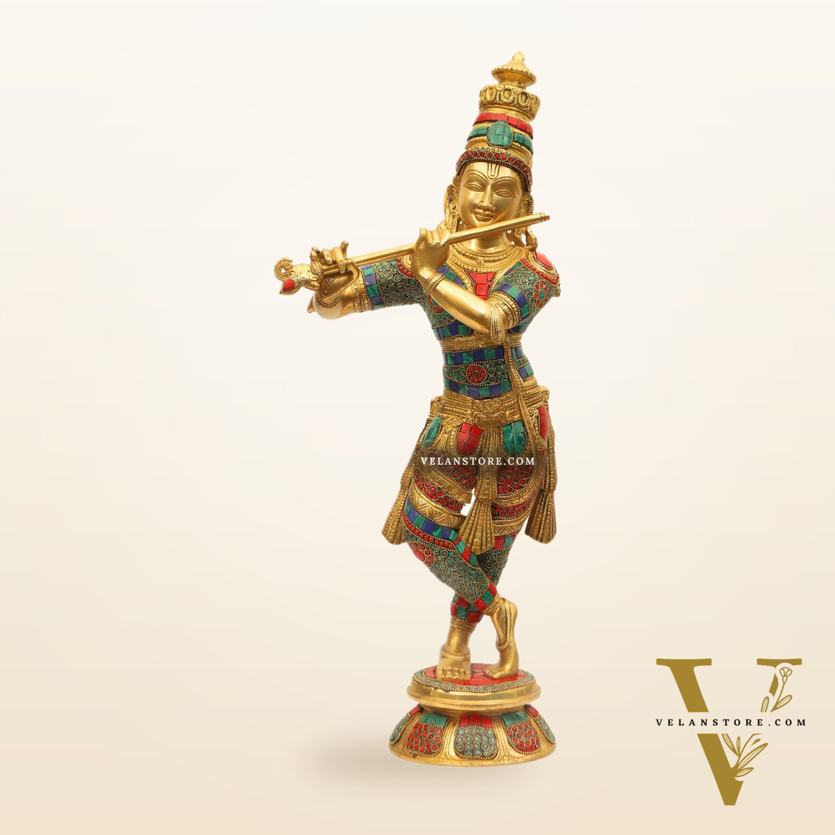 Divine Krishna Idol | Handmade in Superfine Brass  23 Inch
