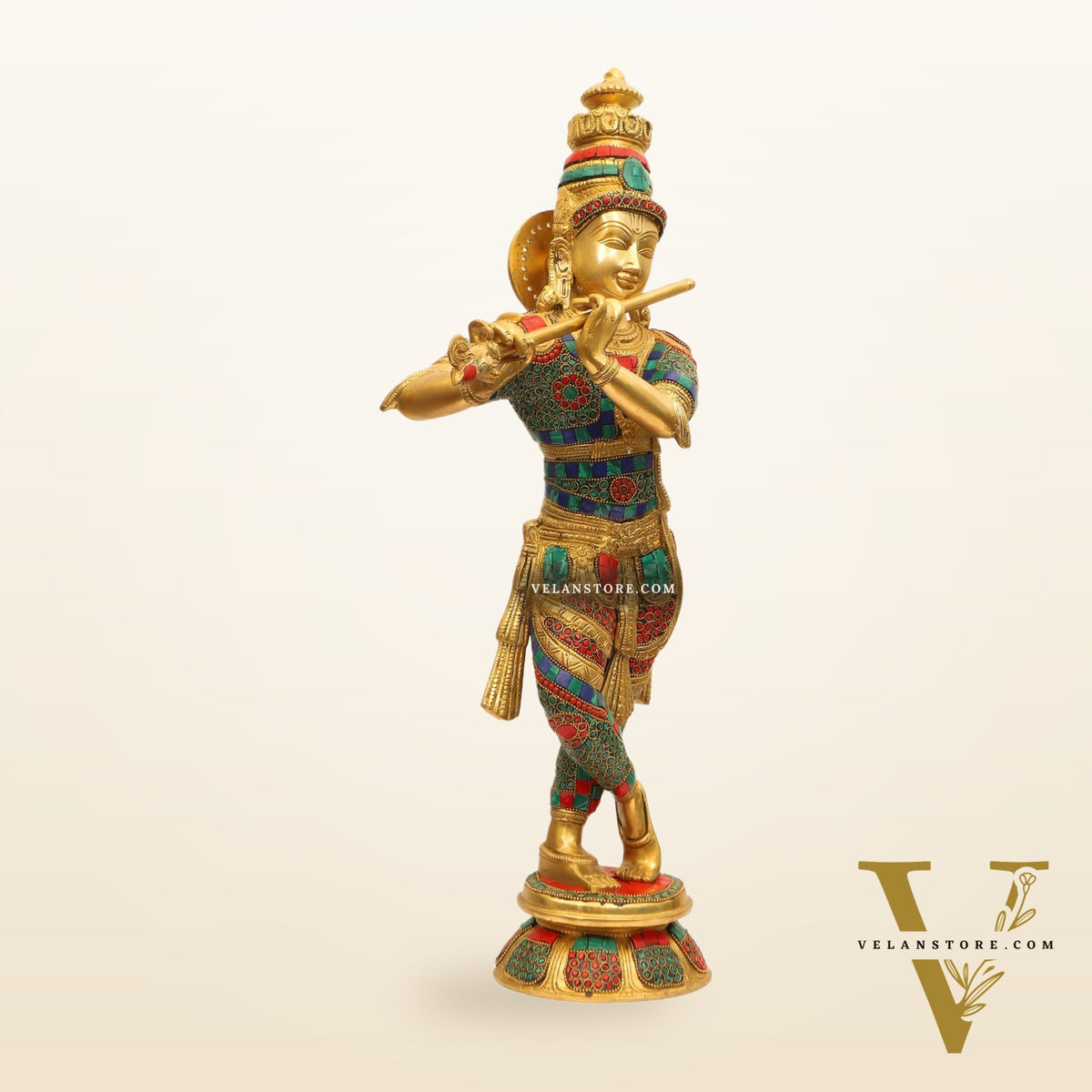 Divine Krishna Idol | Handmade in Superfine Brass  23 Inch