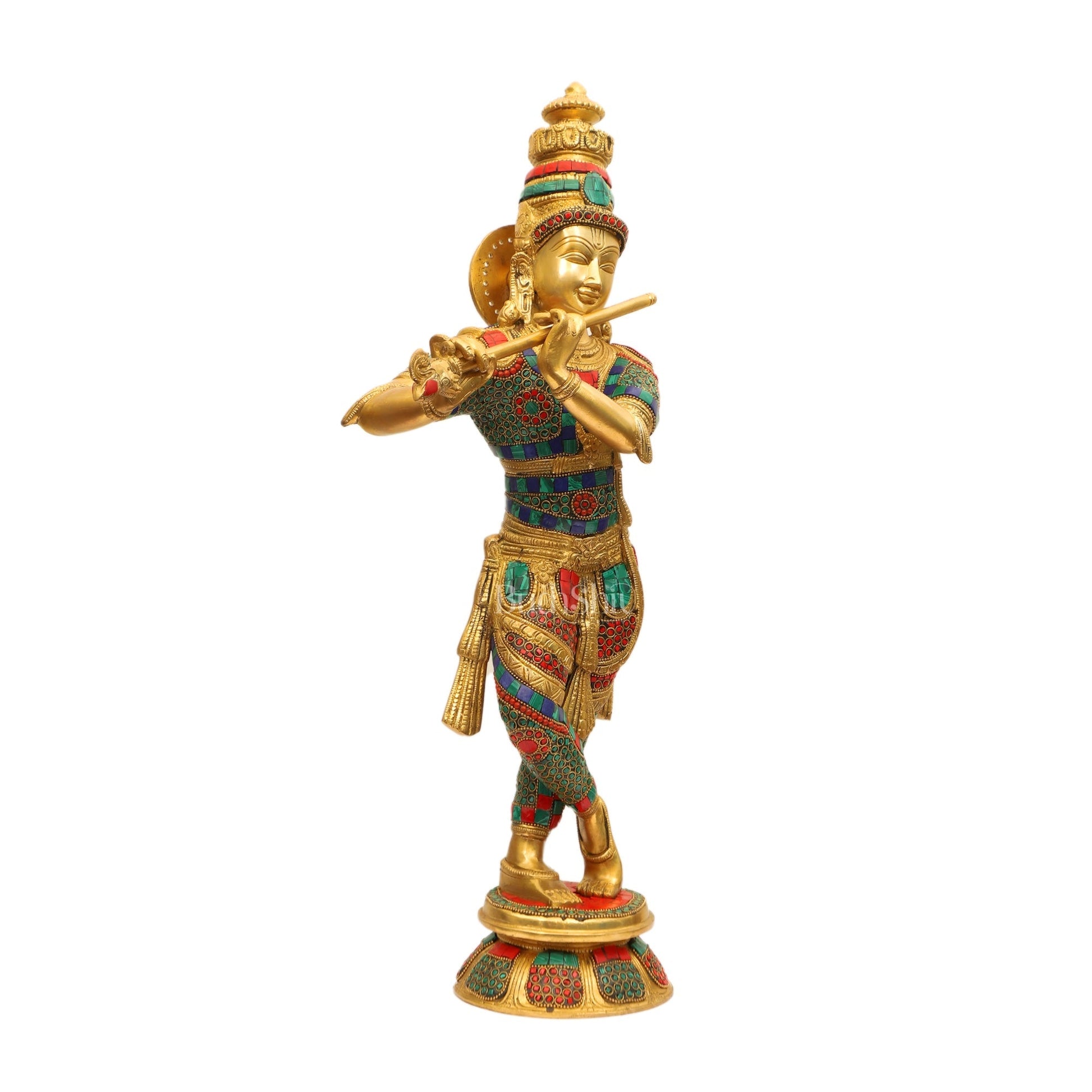 Divine Krishna Idol | Handmade in Superfine Brass  23 Inch
