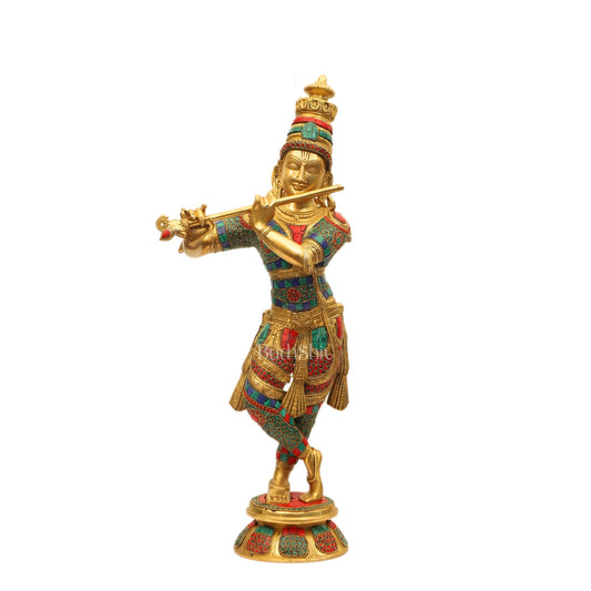 Divine Krishna Idol | Handmade in Superfine Brass  23 Inch