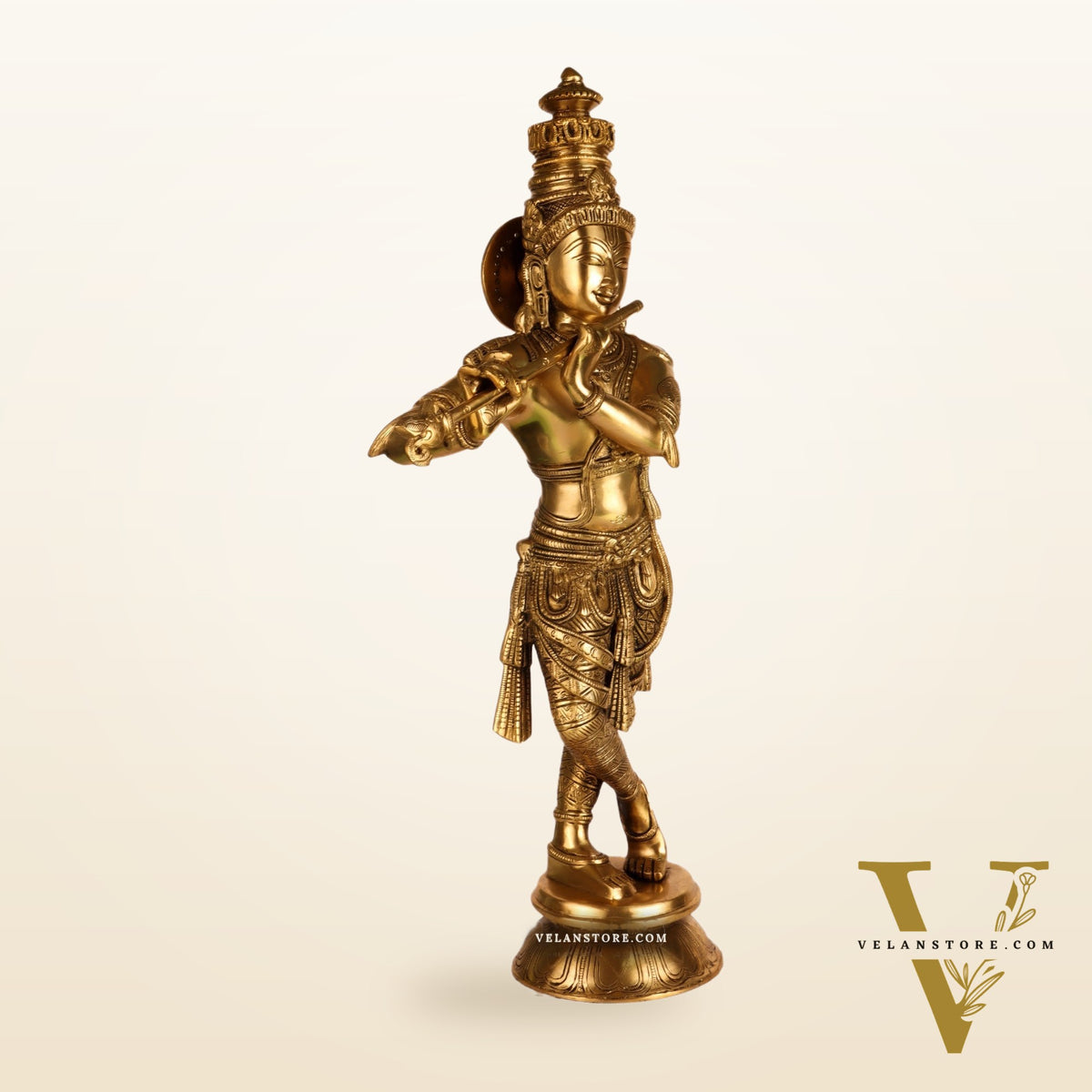 Divine Krishna Idol | Handmade in Superfine Brass 23 inches