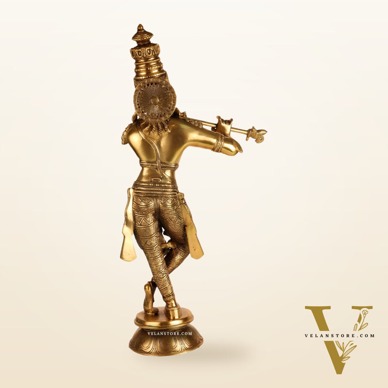 Divine Krishna Idol | Handmade in Superfine Brass 23 inches