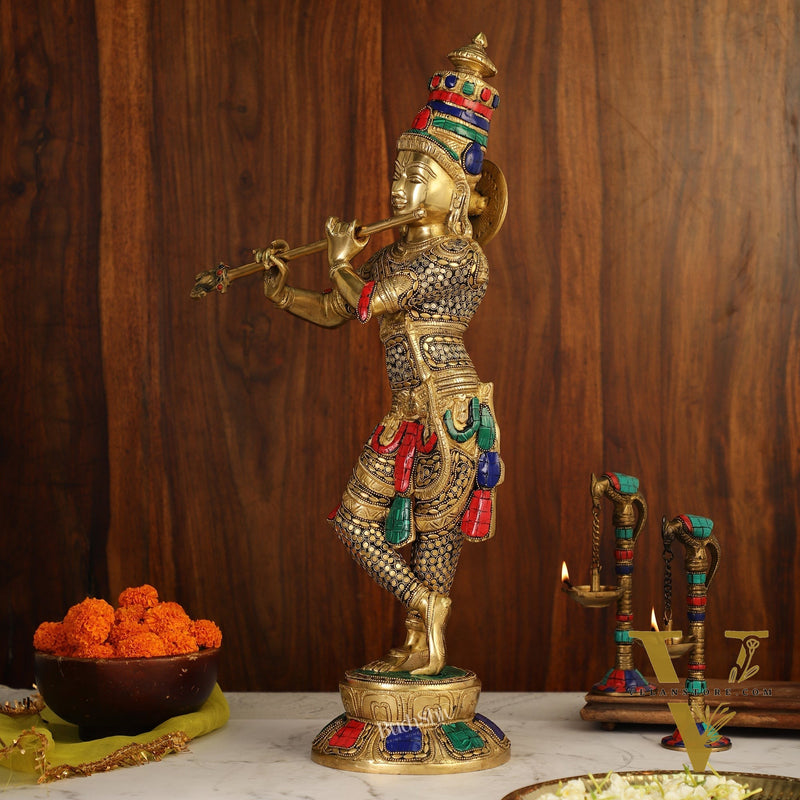 Divine Krishna Idol | Superfine Brass Height 23 Inch