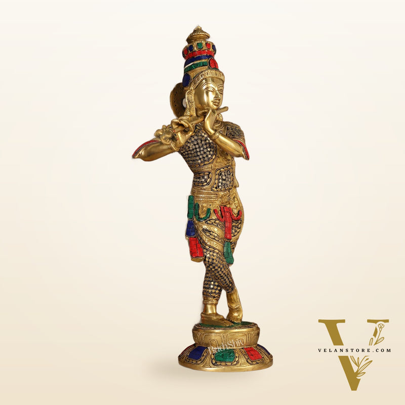 Divine Krishna Idol | Superfine Brass Height 23 Inch
