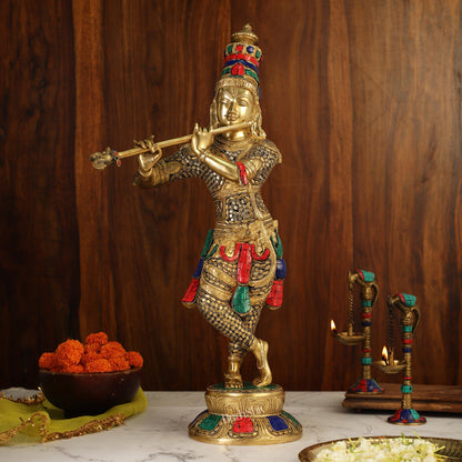 Divine Krishna Idol | Superfine Brass Height 23 Inch