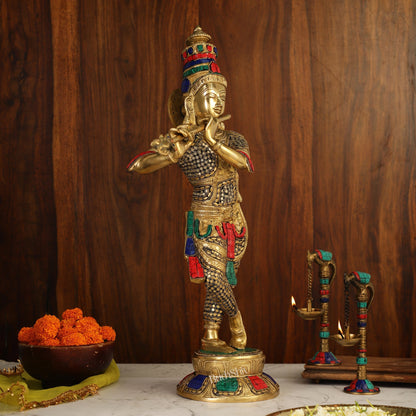Divine Krishna Idol | Superfine Brass Height 23 Inch