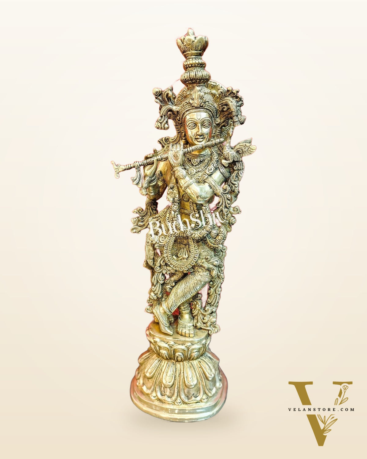 Divine Krishna Statue | Fine Brass | Antique finish 25 inch