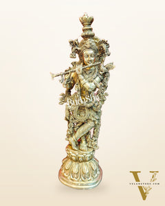Divine Krishna Statue | Fine Brass | Antique finish 25 inch