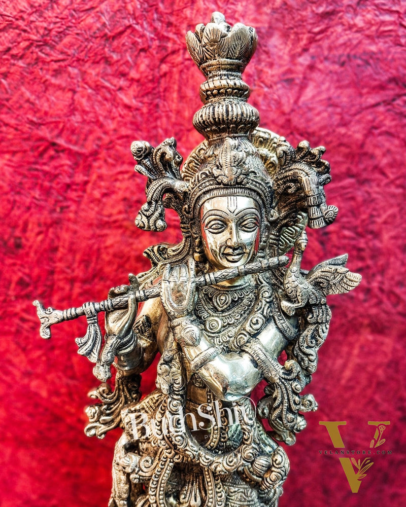 Divine Krishna Statue | Fine Brass | Antique finish 25 inch