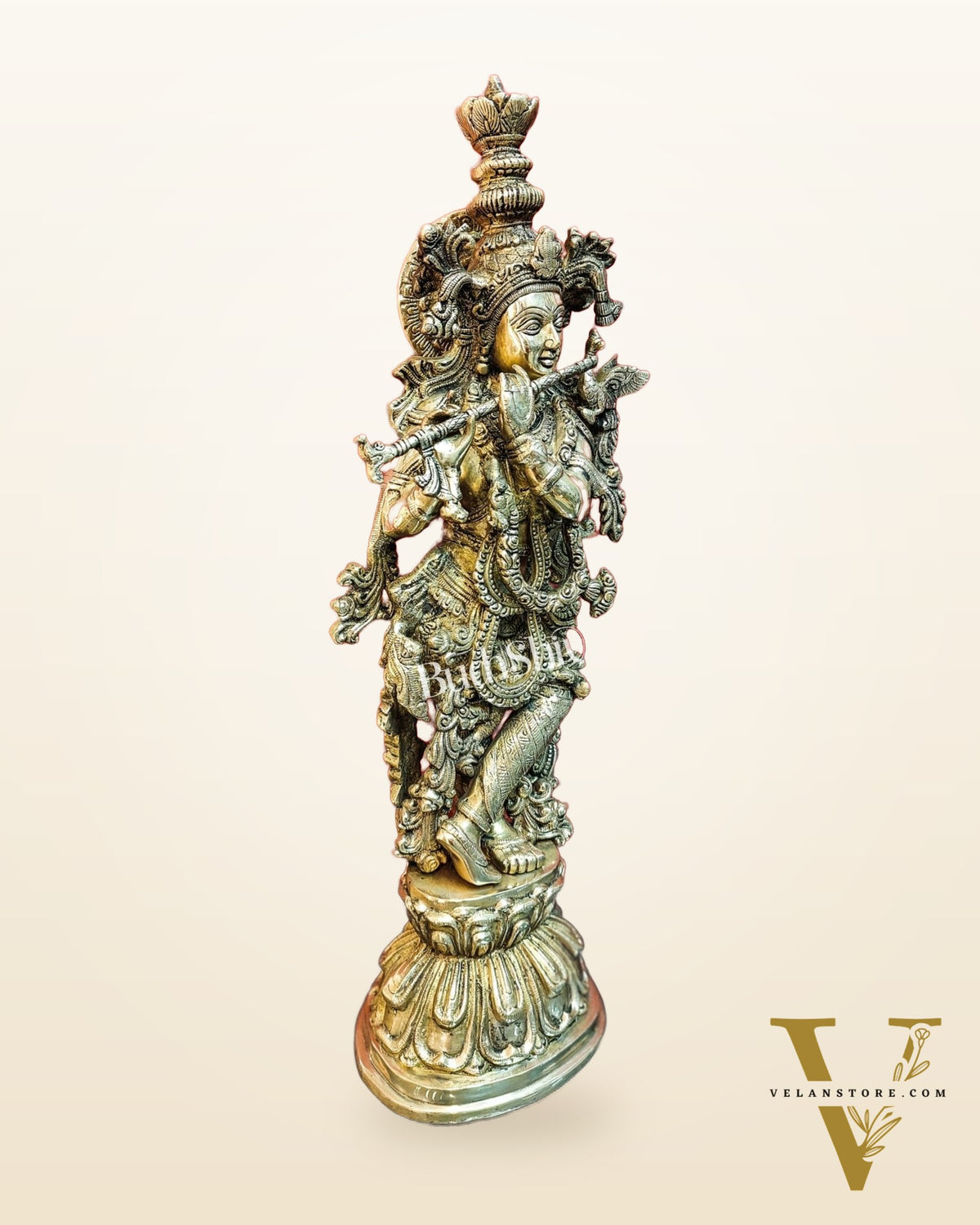 Divine Krishna Statue | Fine Brass | Antique finish 25 inch