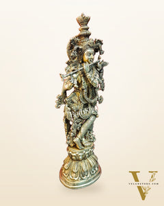 Divine Krishna Statue | Fine Brass | Antique finish 25 inch