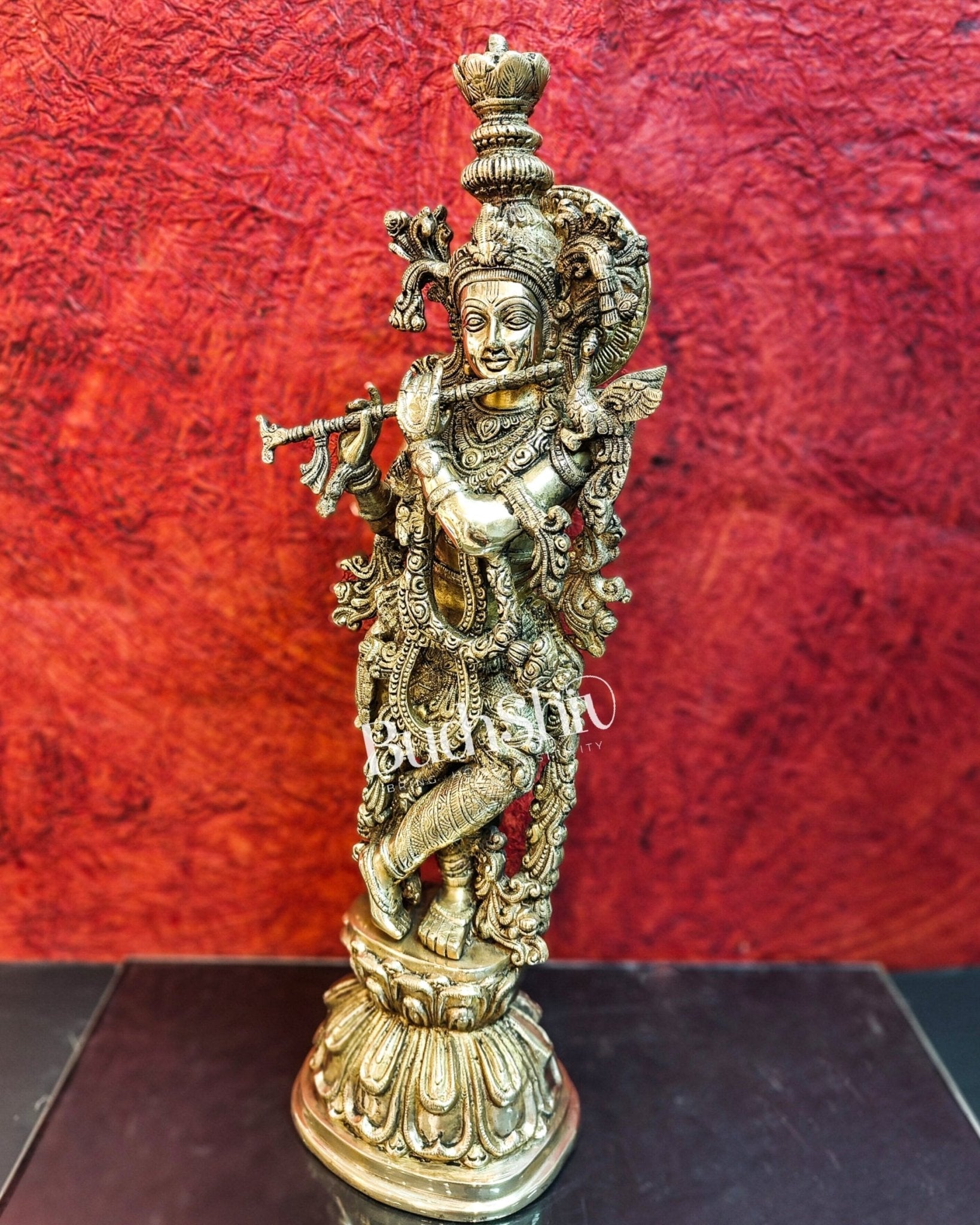 Divine Krishna Statue | Fine Brass | Antique finish 25 inch