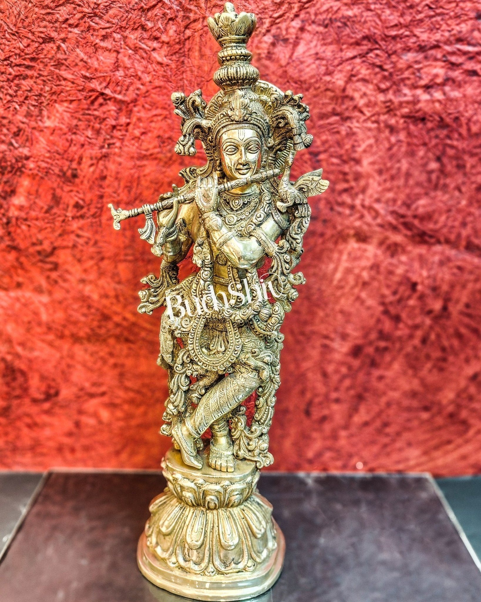 Divine Krishna Statue | Fine Brass | Antique finish 25 inch