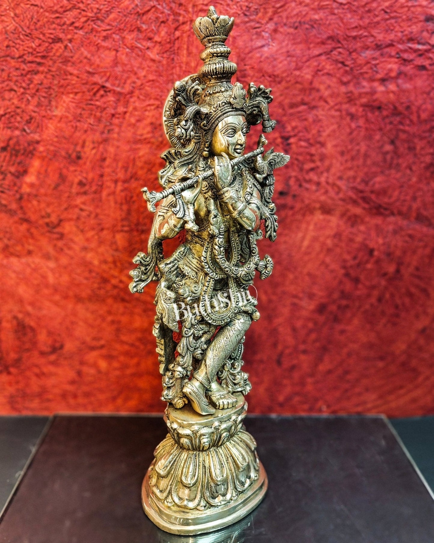 Divine Krishna Statue | Fine Brass | Antique finish 25 inch