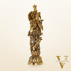 Divine Krishna Statue | Handcrafted in Fine Brass | Charcoal finish 24 inch