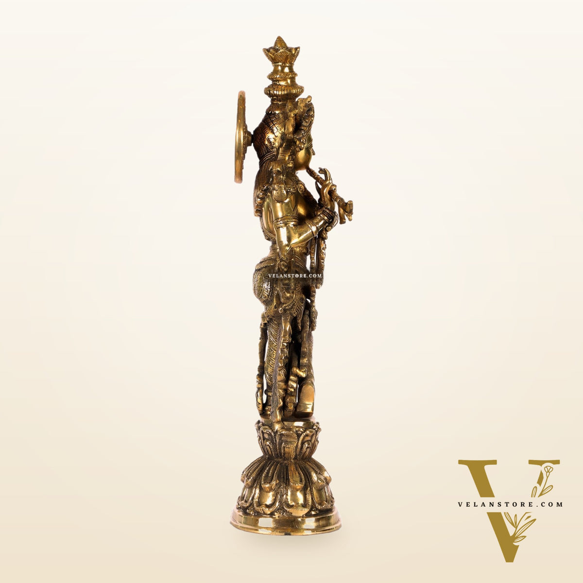 Divine Krishna Statue | Handcrafted in Fine Brass | Charcoal finish 24 inch