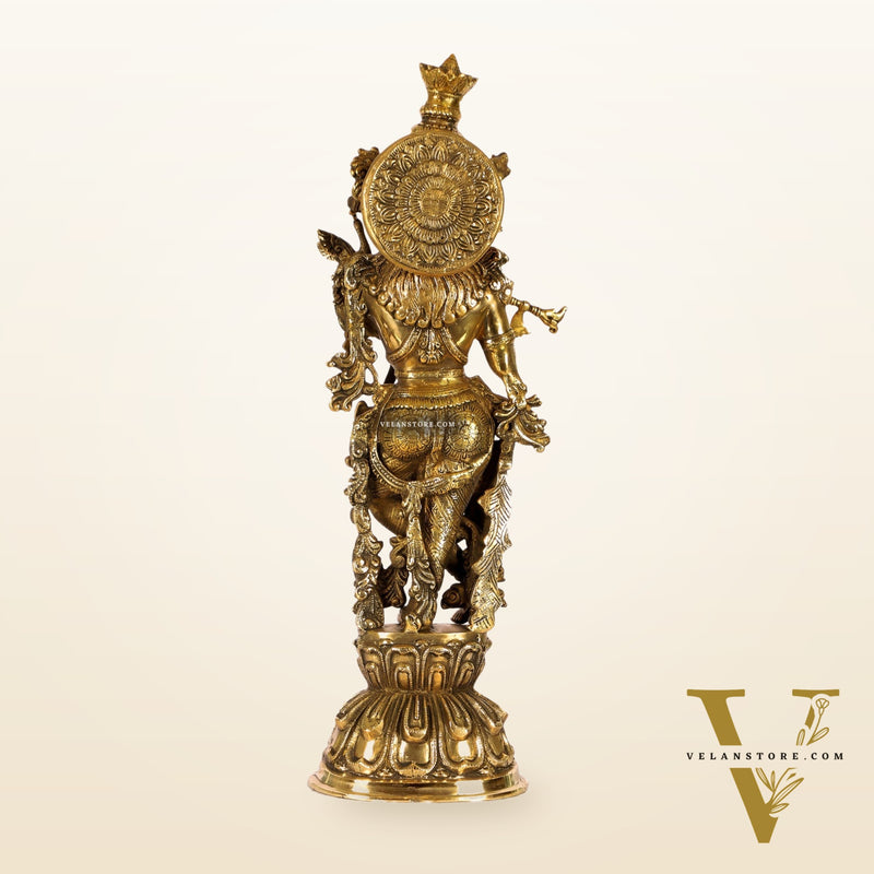 Divine Krishna Statue | Handcrafted in Fine Brass | Charcoal finish 24 inch