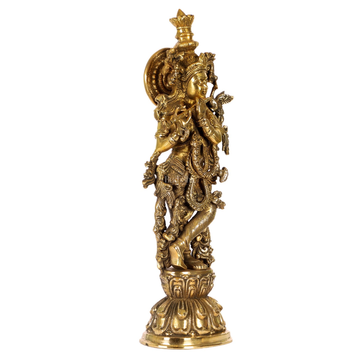 Divine Krishna Statue | Handcrafted in Fine Brass | Charcoal finish 24 inch