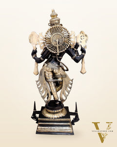 Divine Krishna Statue in Brass - Black and Golden Finish, 41" Tall