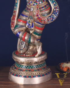 Divine Large brass Lord Krishna Statue - 36 inch with stonework
