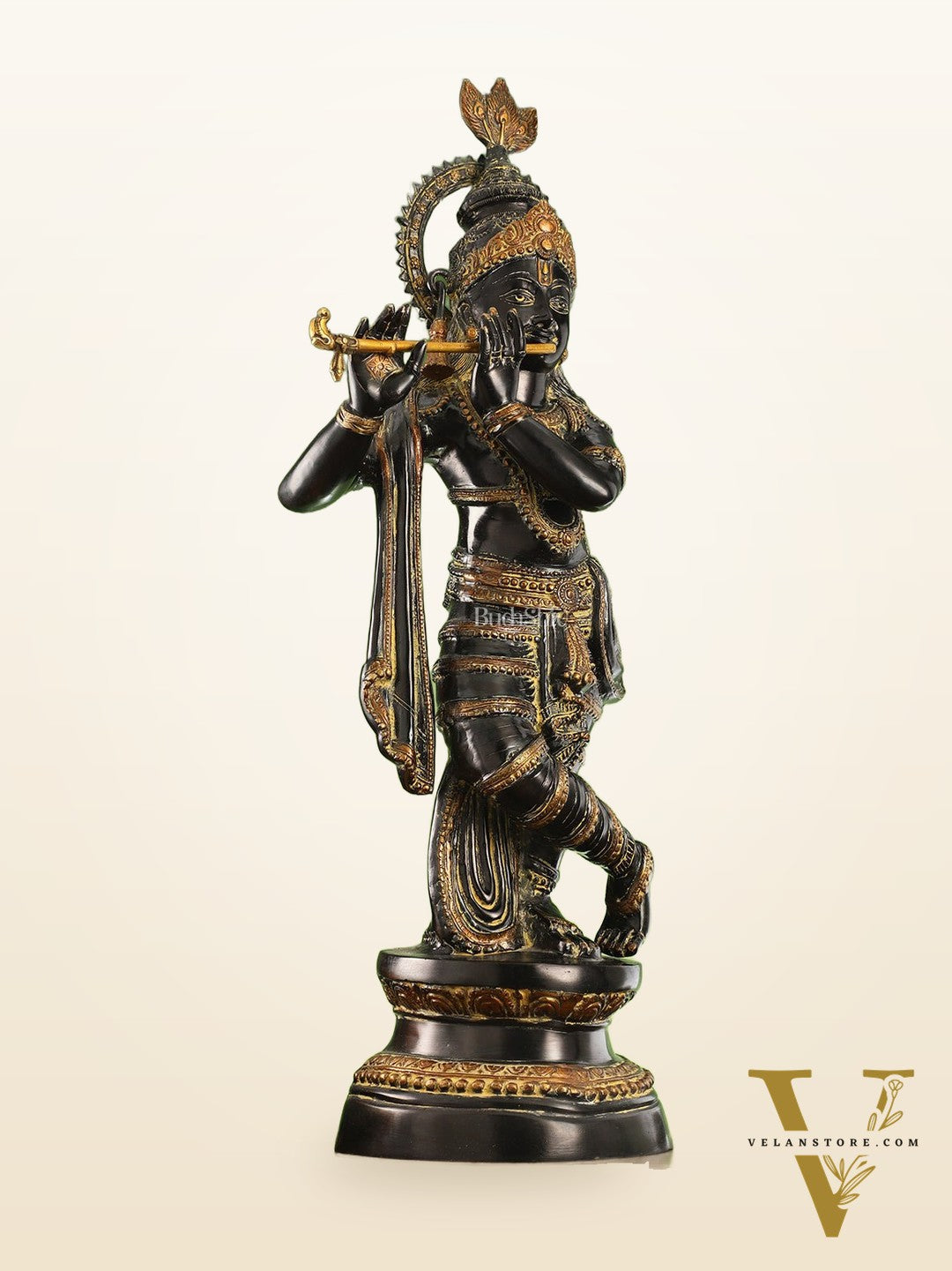 Divine Large Sized Lord Krishna Statue | Black Finish 3 feet