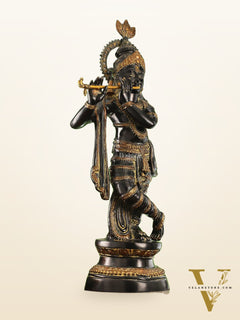 Divine Large Sized Lord Krishna Statue | Black Finish 3 feet