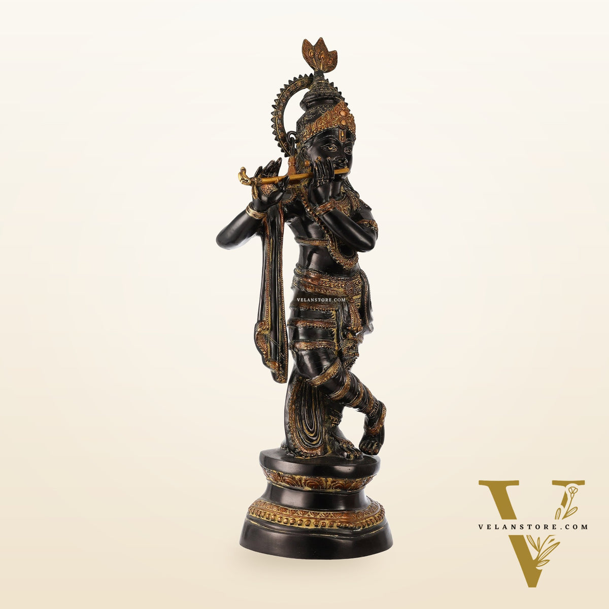 Divine Large Sized Lord Krishna Statue | Black Finish 3 feet
