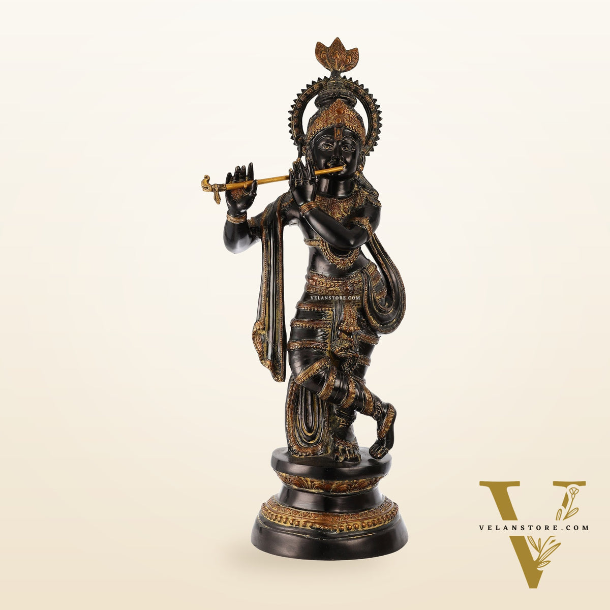 Divine Large Sized Lord Krishna Statue | Black Finish 3 feet