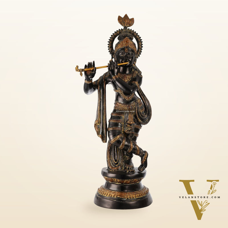 Divine Large Sized Lord Krishna Statue | Black Finish 3 feet