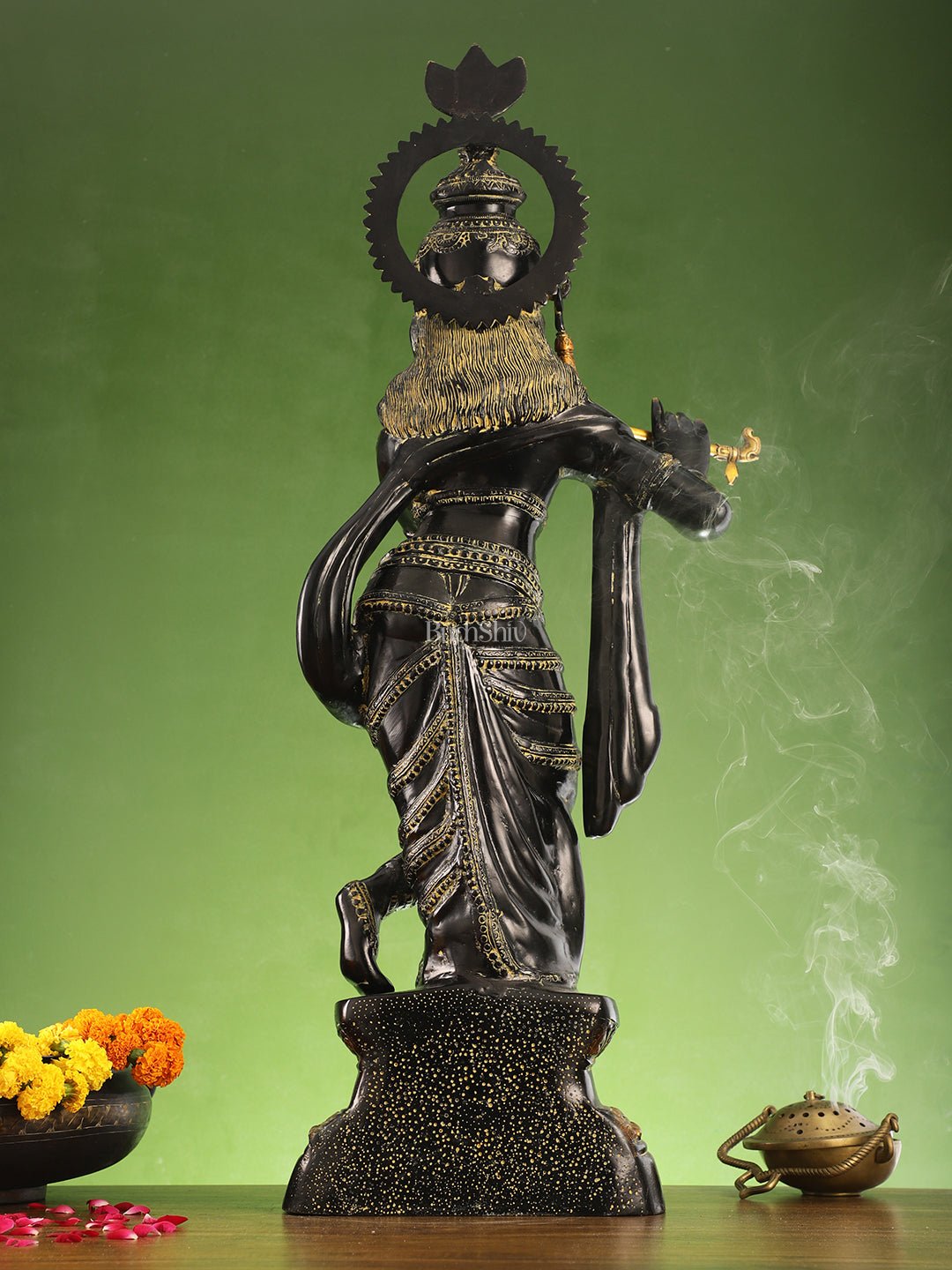 Divine Large Sized Lord Krishna Statue | Black Finish 3 feet