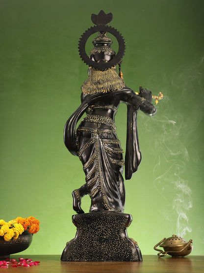 Divine Large Sized Lord Krishna Statue | Black Finish 3 feet