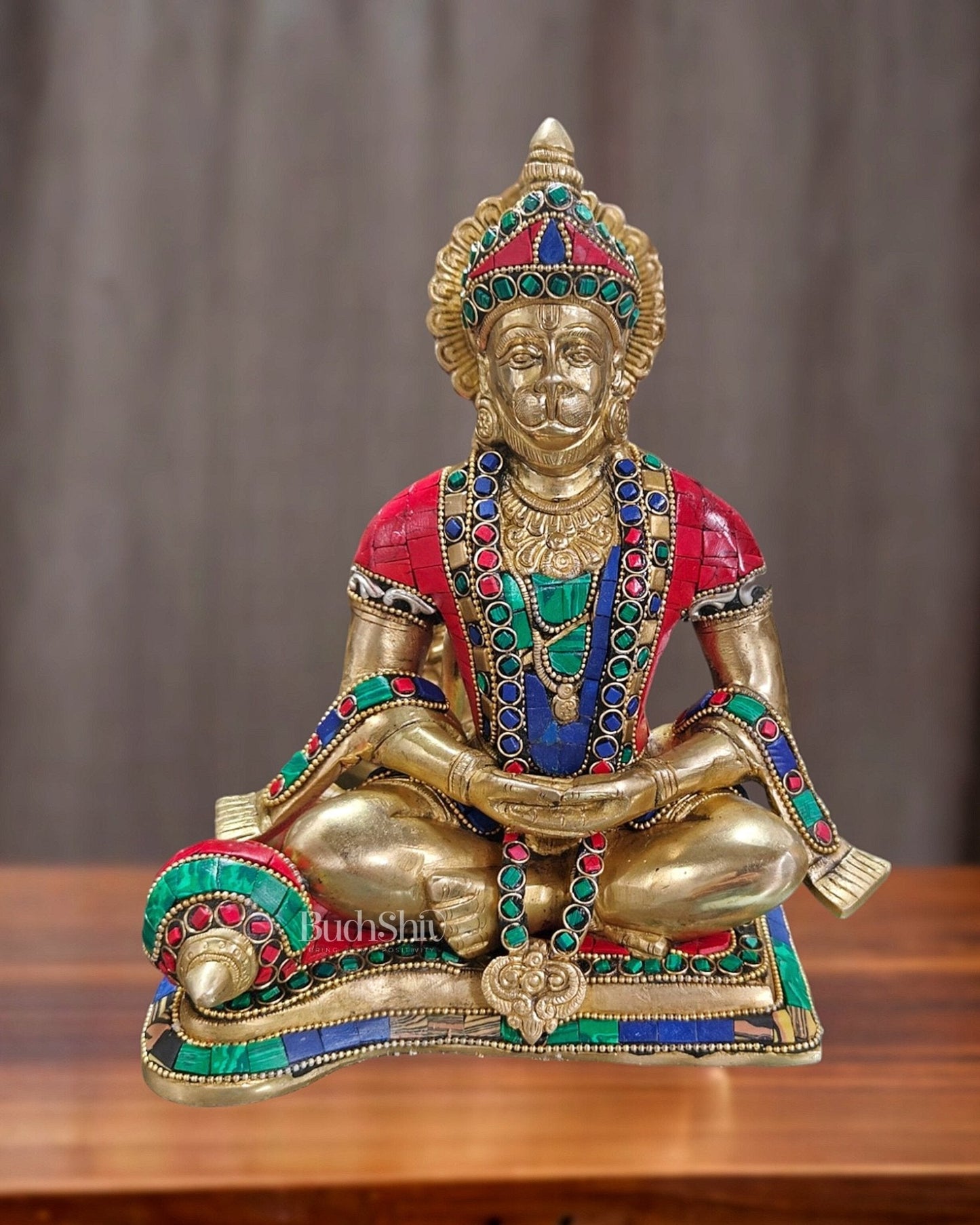 Divine Lord Hanuman in meditation Brass Idol 9.5" Tall |