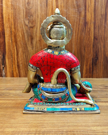Divine Lord Hanuman in meditation Brass Idol 9.5" Tall |