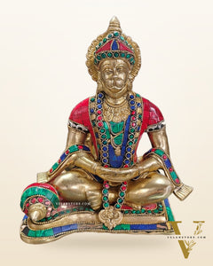 Divine Lord Hanuman in meditation Brass Idol 9.5" Tall |