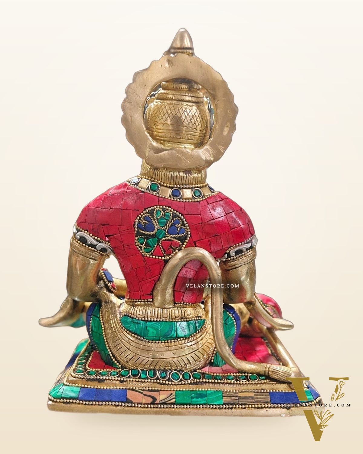 Divine Lord Hanuman in meditation Brass Idol 9.5" Tall |