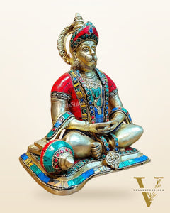 Divine Lord Hanuman in meditation Brass Idol 9.5" Tall |