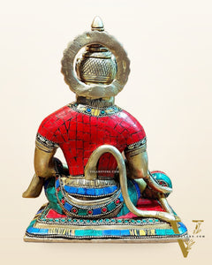 Divine Lord Hanuman in meditation Brass Idol 9.5" Tall |