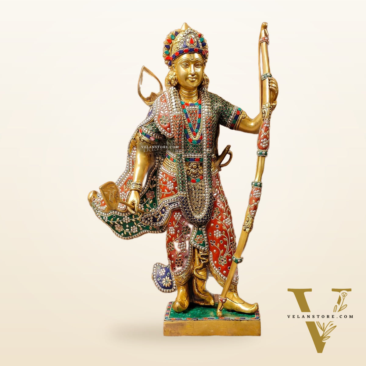 Divine Lord Rama Brass Statue with Stonework - 26 Inch